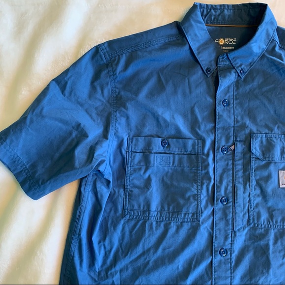 NWOT CARHARTT Force Ridgefield Button Down Short Sleeve Shirt sz Large - Picture 3 of 13